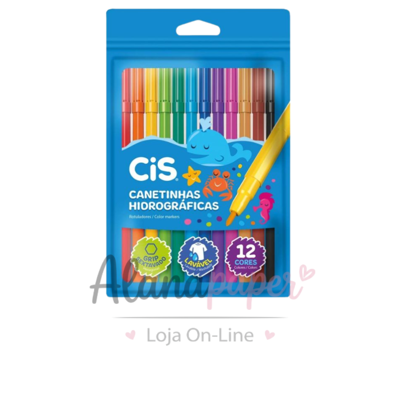 📌 Canetinhas Hidrográficas 12 Cores – CiS