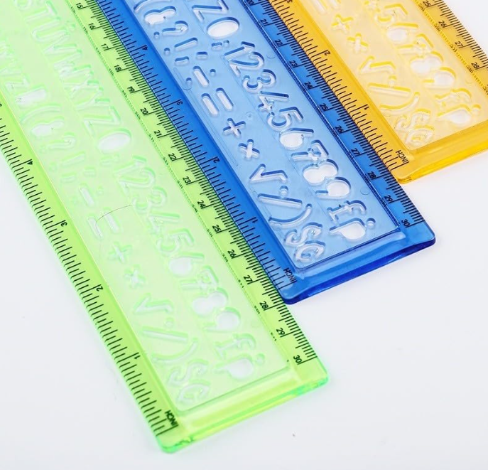 Régua Letreiro Stencil Divertida 15cm - Molde de Letras e Números