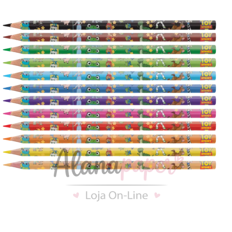 📌 Lápis de Cor Toy Story 5 com 12 Cores – Tris