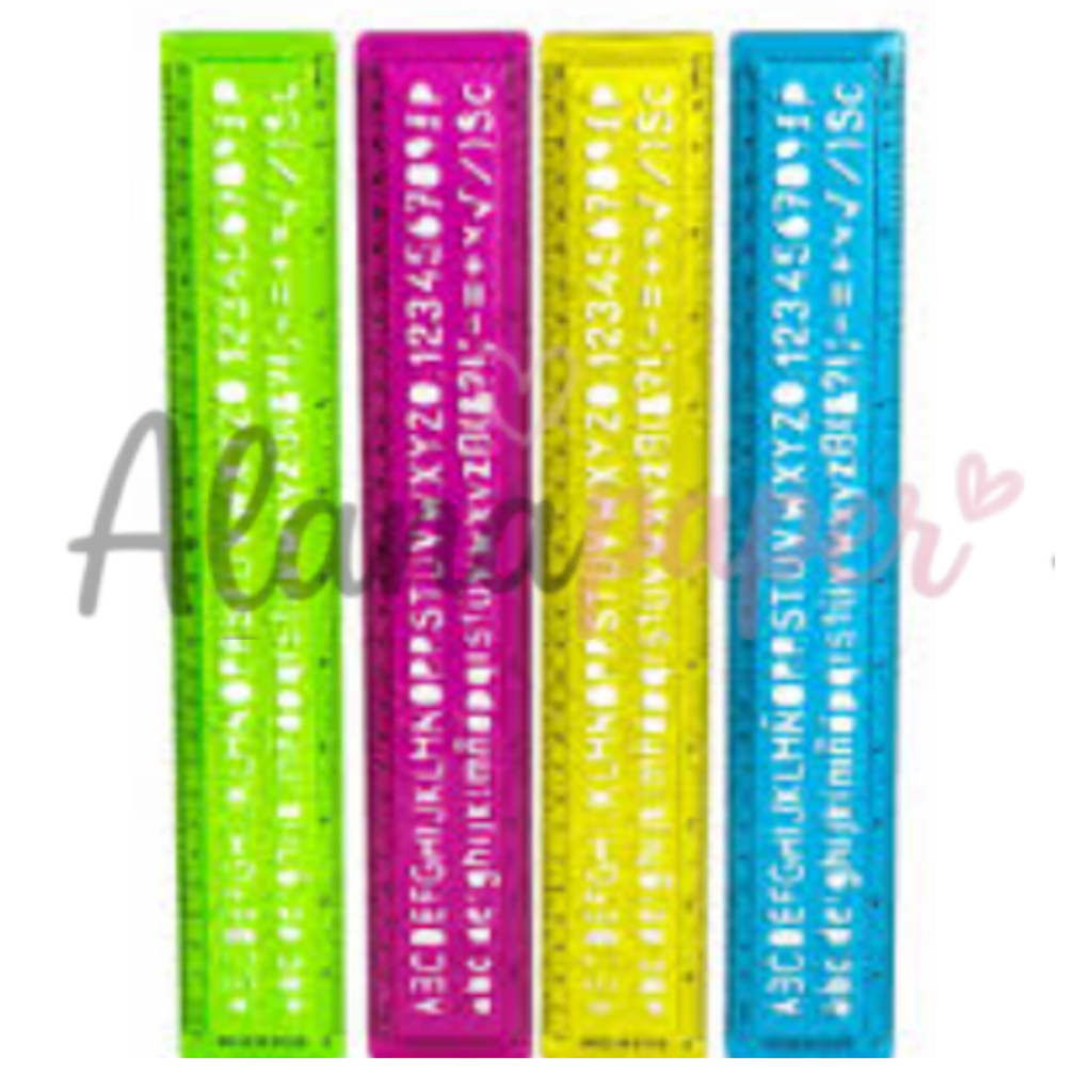 Régua Letreiro Stencil Divertida 15cm - Molde de Letras e Números