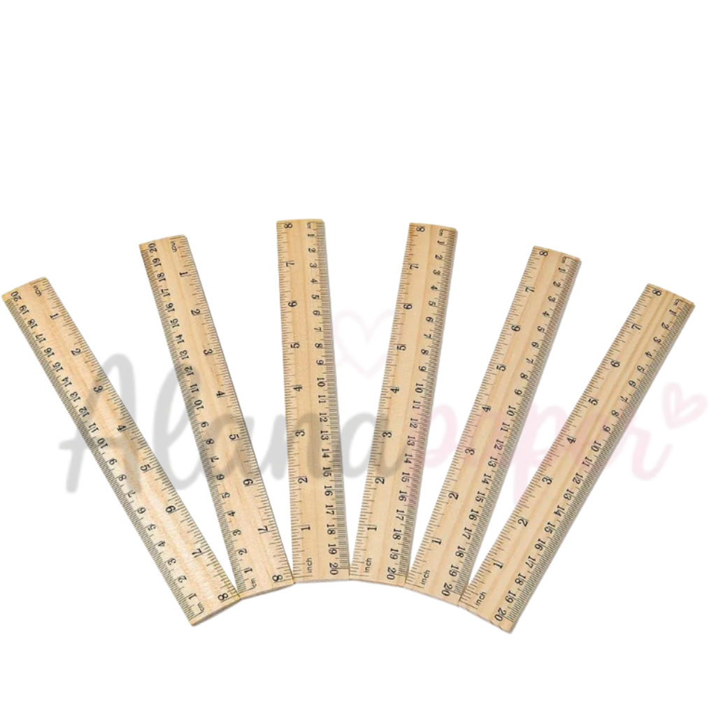 Régua de Madeira Escolar e Artesanato 20cm - Ecológica e Resistente