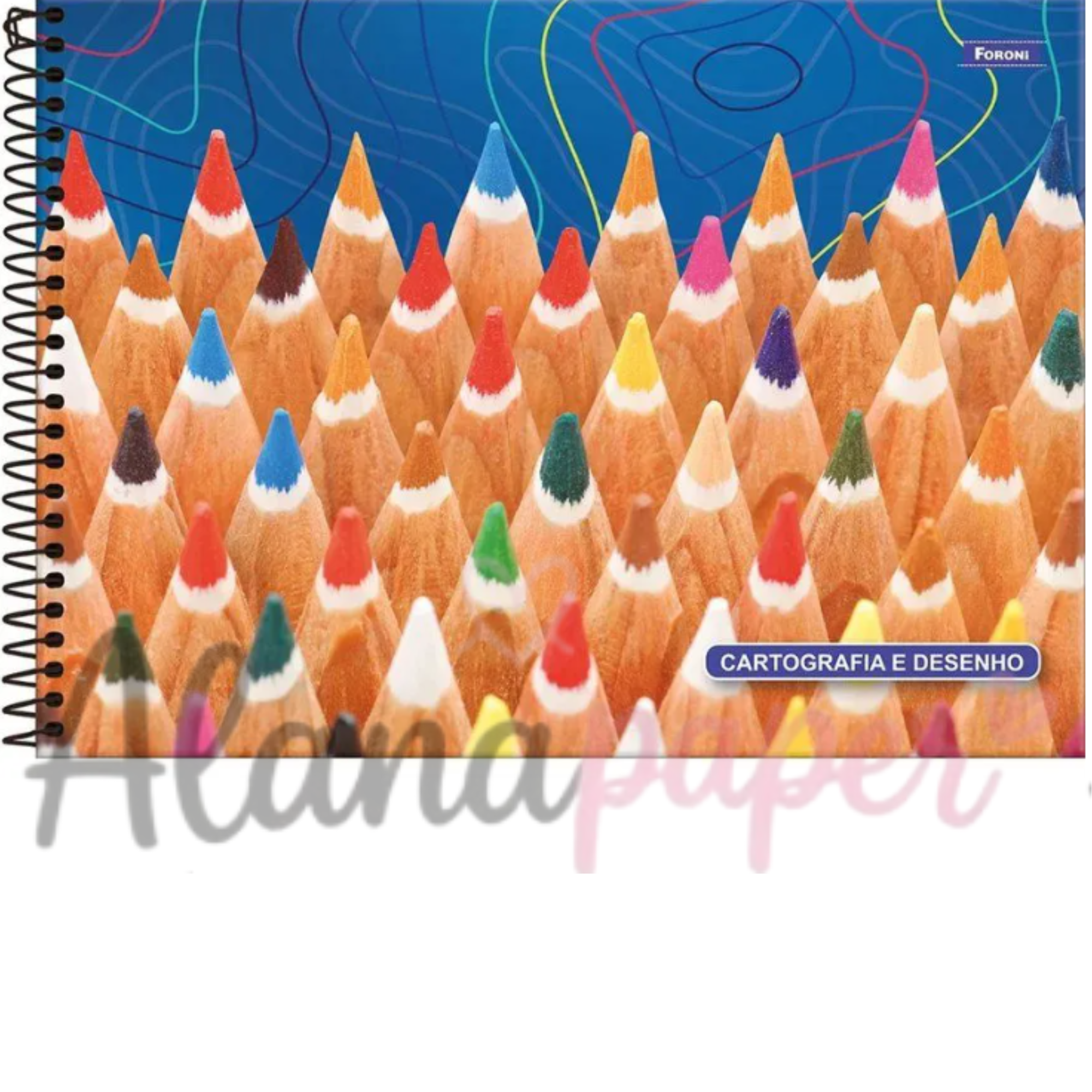 Caderno de Cartografia e Desenho Lápis Foroni Capa Dura 80fls