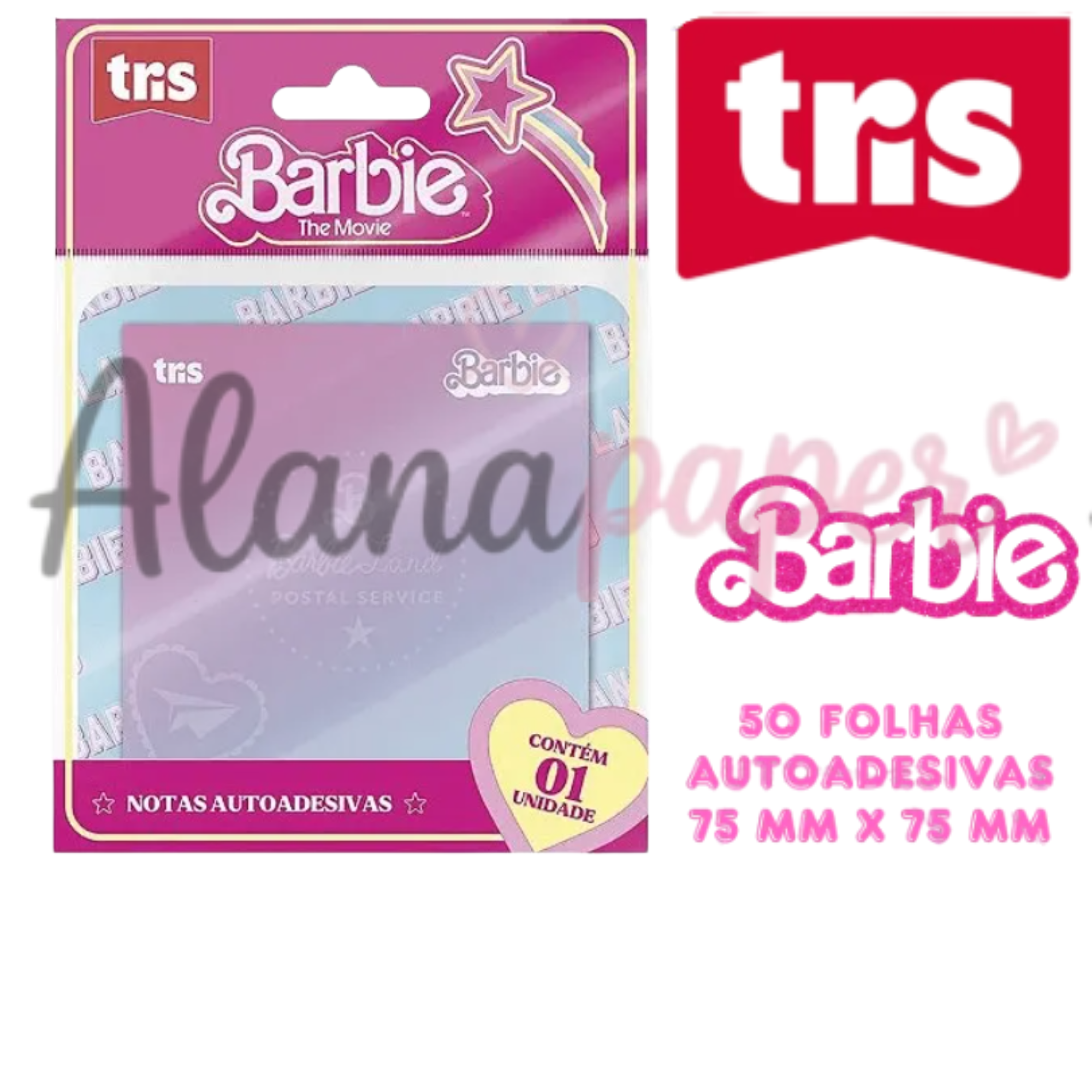 📌 Bloco Adesivo Barbie O Filme Blister – Tris