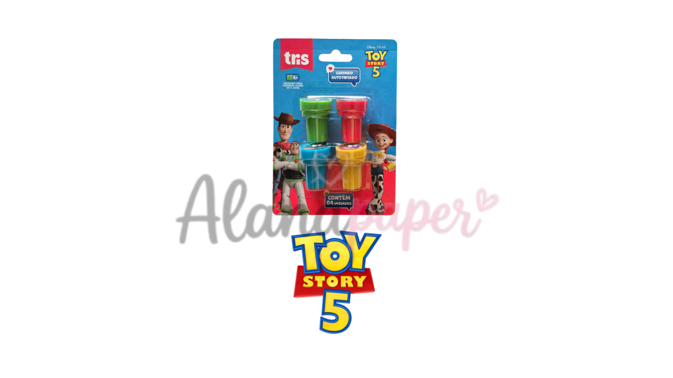 📌 Carimbo Autotintado Cartela com 4 Unidades Toy Story – Tris