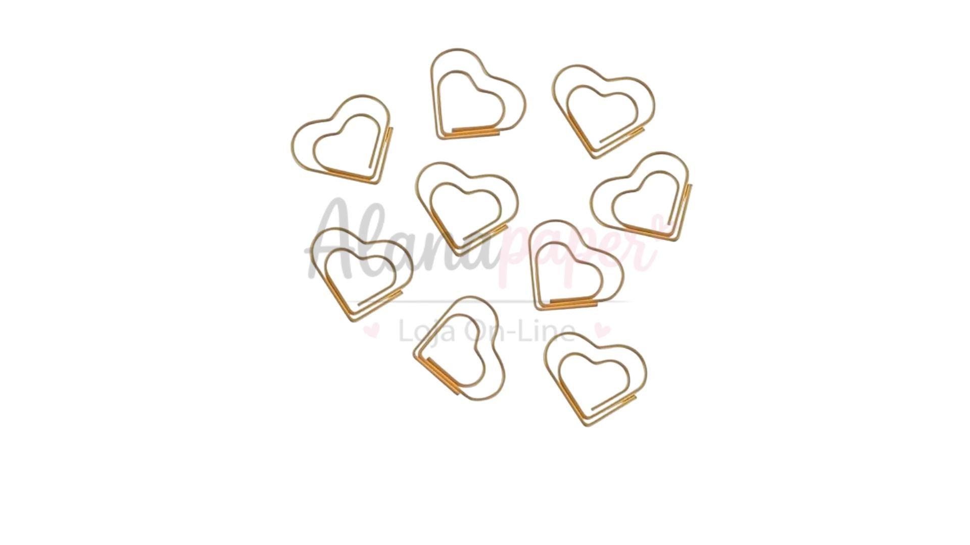 📌 Clipes de Papel Coração Dourado com 20 Unidades – Tilibra